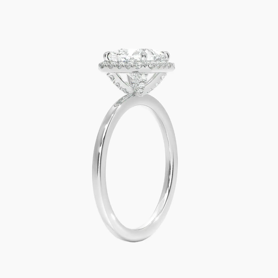 Cassiopeia Princess Hidden Halo 2.5 Carat Lab Grown Diamond Engagement Ring in 14K Rose Gold