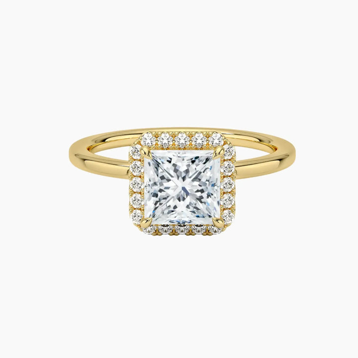 Cassiopeia Princess Hidden Halo 1 Carat Lab Grown Diamond Engagement Ring in 18K Yellow Gold