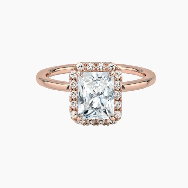Cassiopeia Radiant Hidden Halo 2 Carat Lab Grown Diamond Engagement Ring in 14K Rose Gold