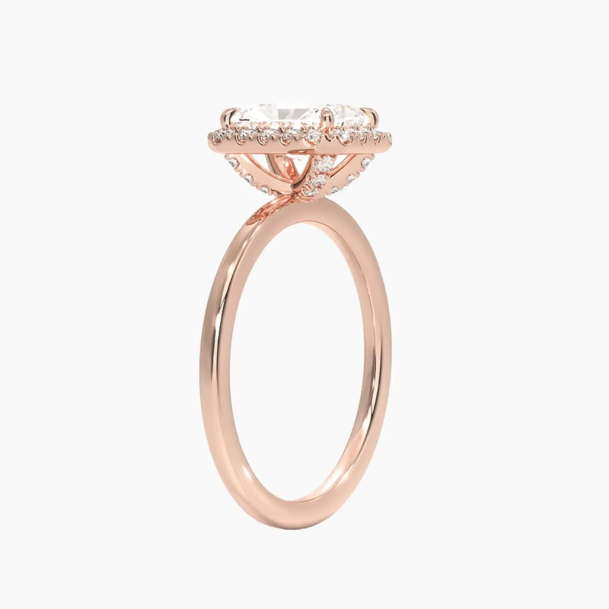 Cassiopeia Radiant Hidden Halo Diamond Ring Setting in 18K Yellow Gold