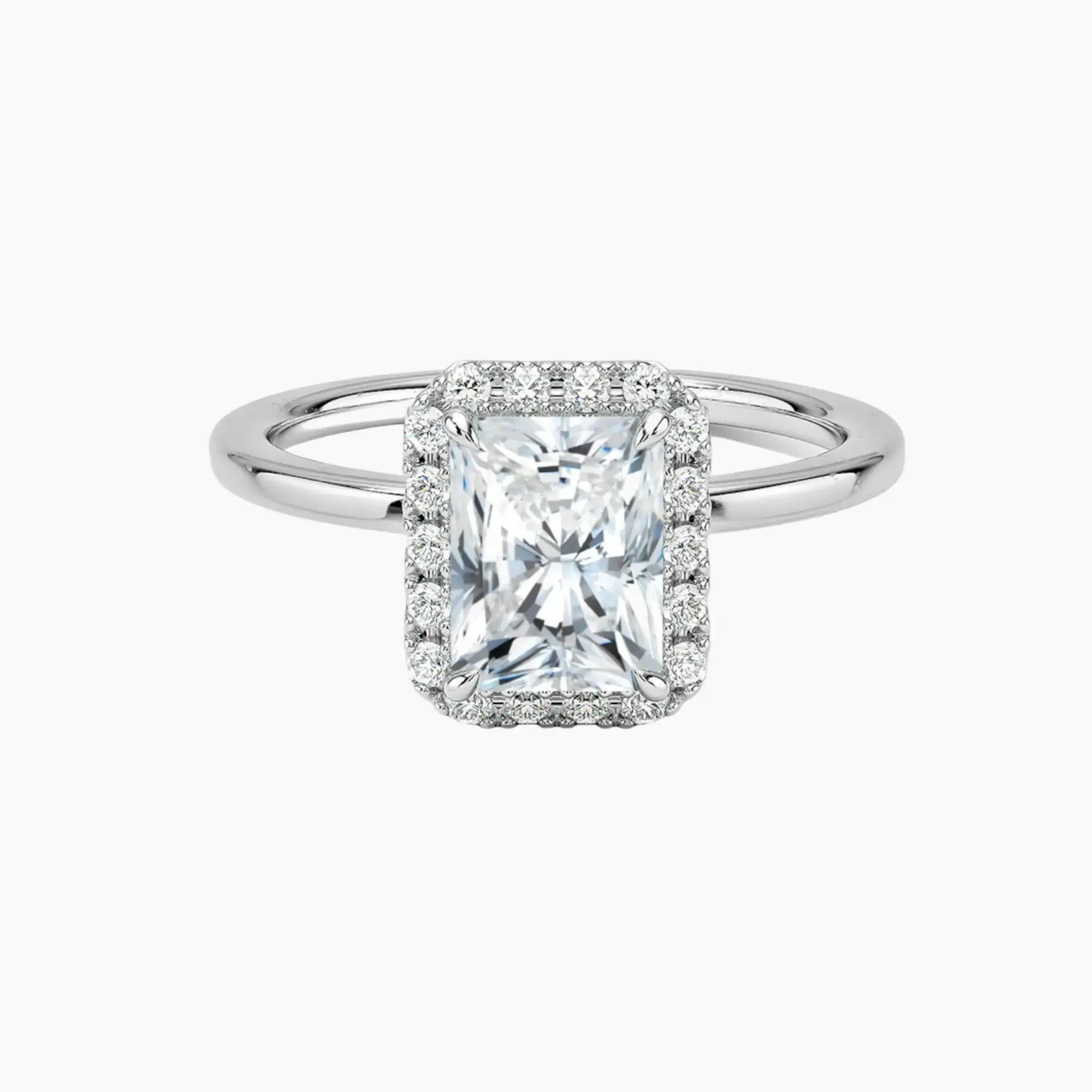 Cassiopeia Radiant Hidden Halo Diamond Ring Setting in 14K Yellow Gold