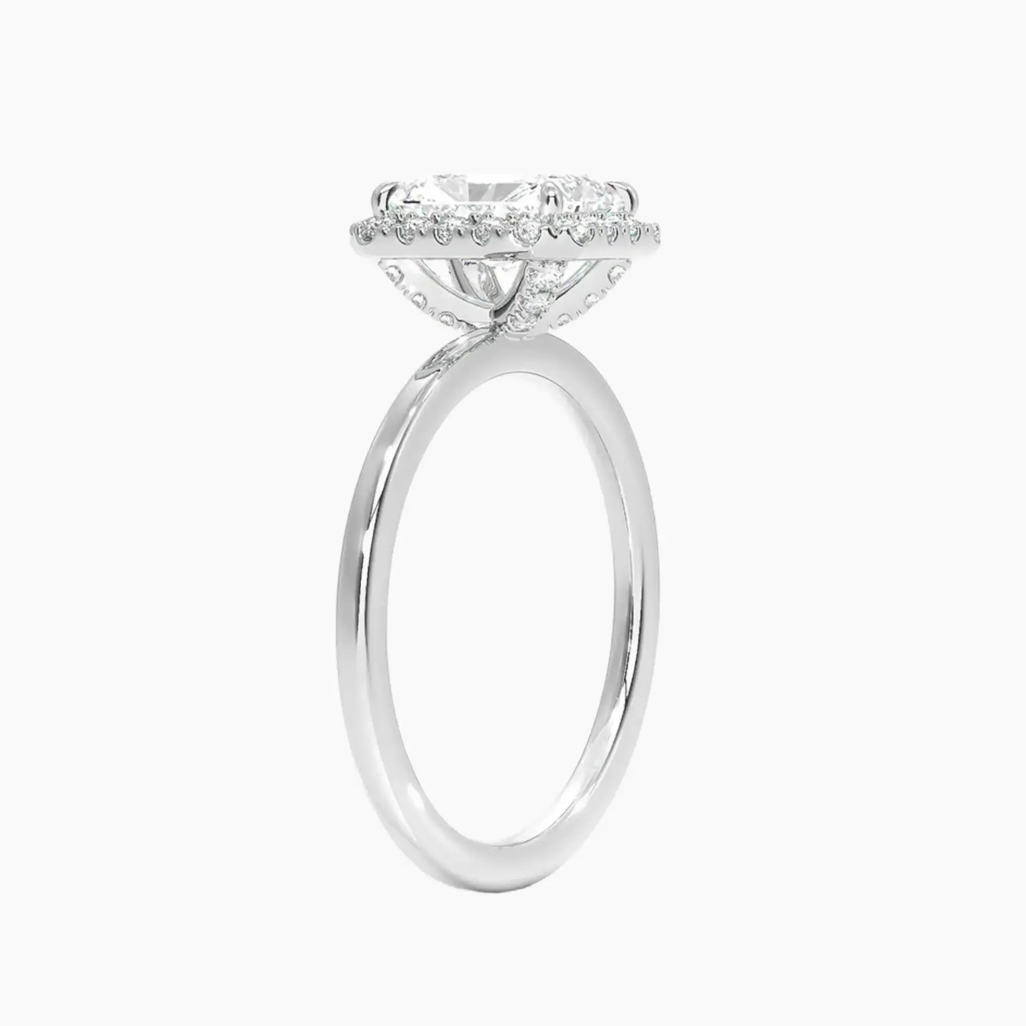 Cassiopeia Radiant Hidden Halo 3 Carat Lab Grown Diamond Engagement Ring in 14K Rose Gold