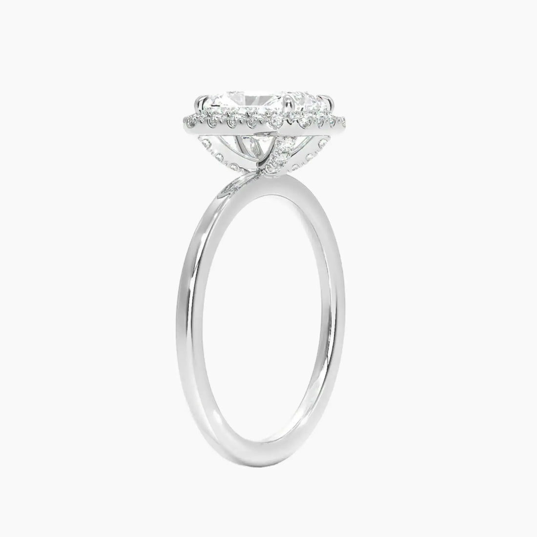 Cassiopeia Radiant Hidden Halo Diamond Ring Setting in 18K Yellow Gold