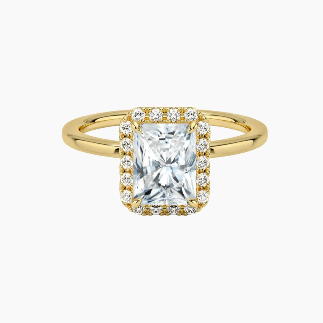 Cassiopeia Radiant Hidden Halo Diamond Ring Setting in 14K Rose Gold