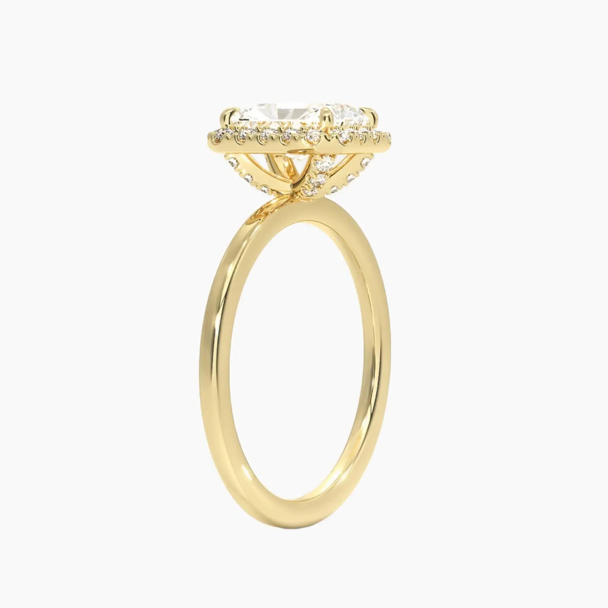 Cassiopeia Radiant Hidden Halo Diamond Ring Setting in 14K Rose Gold