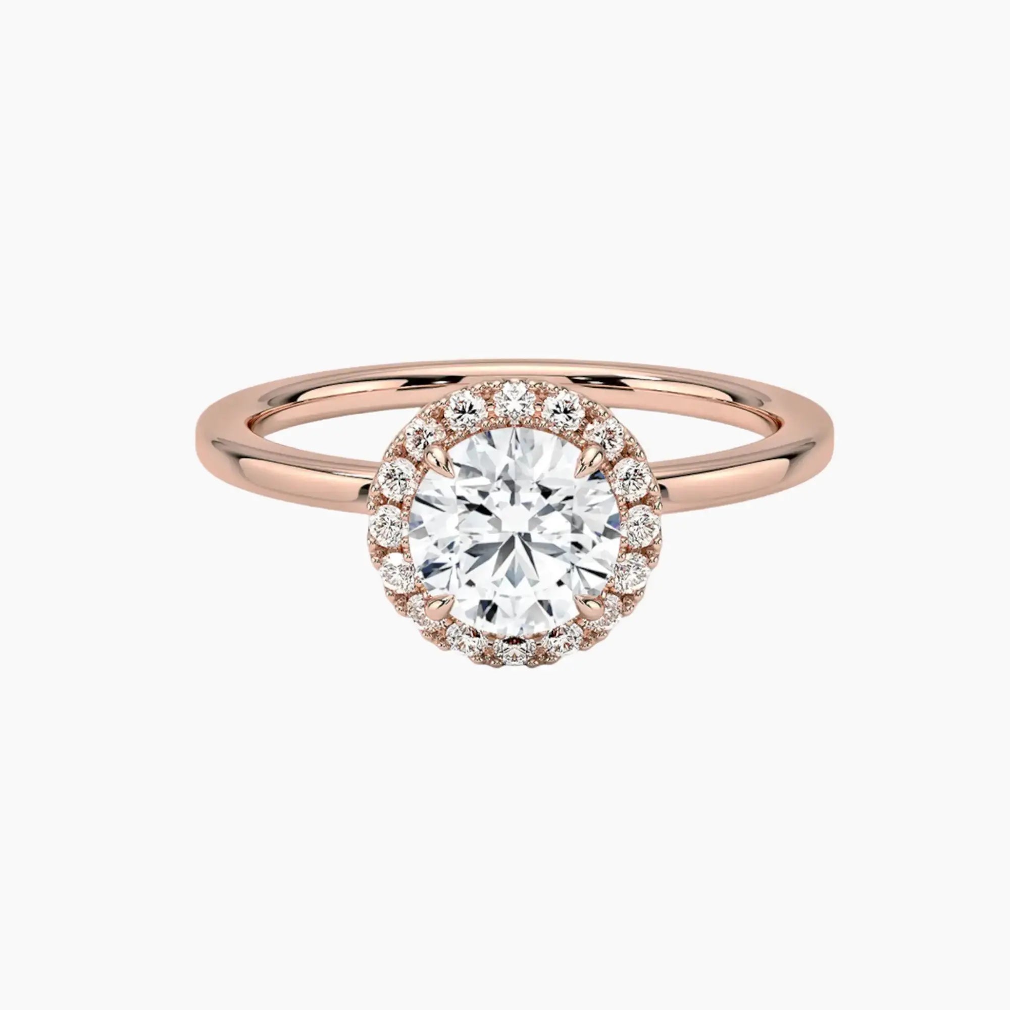 Cassiopeia Round Hidden Halo 1 Carat Lab Grown Diamond Engagement Ring in 14K White Gold