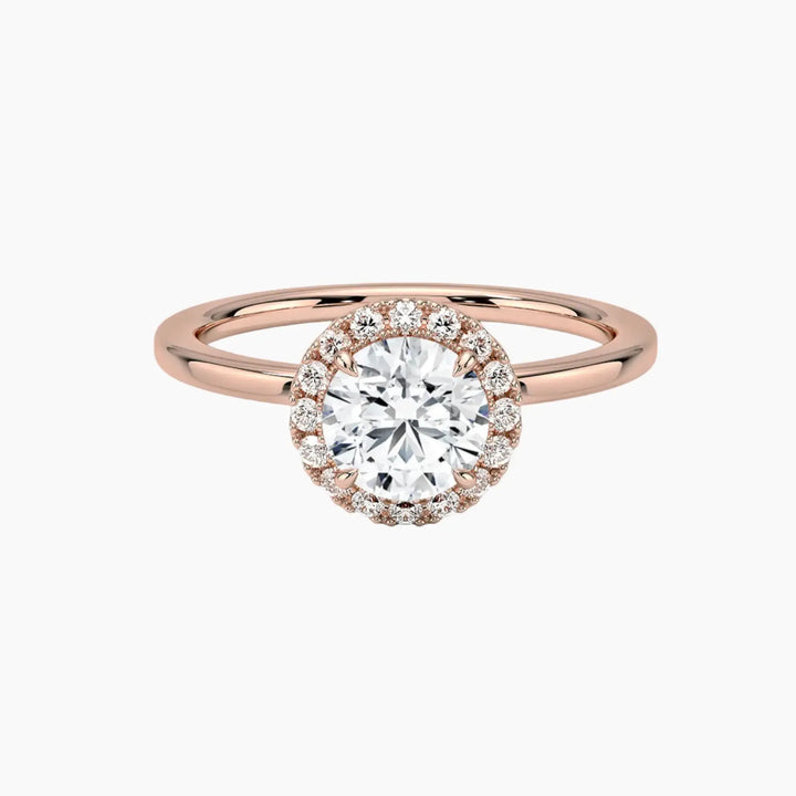 Cassiopeia Round Hidden Halo 2 Carat Lab Grown Diamond Engagement Ring in 18K Rose Gold