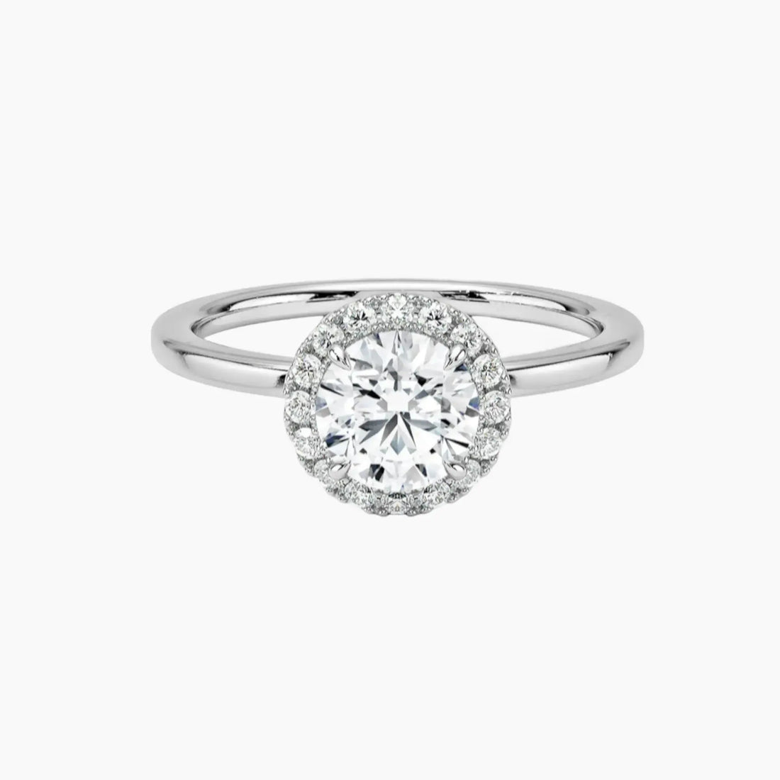 Cassiopeia Round Hidden Halo 2 Carat Lab Grown Diamond Engagement Ring in 14K White Gold