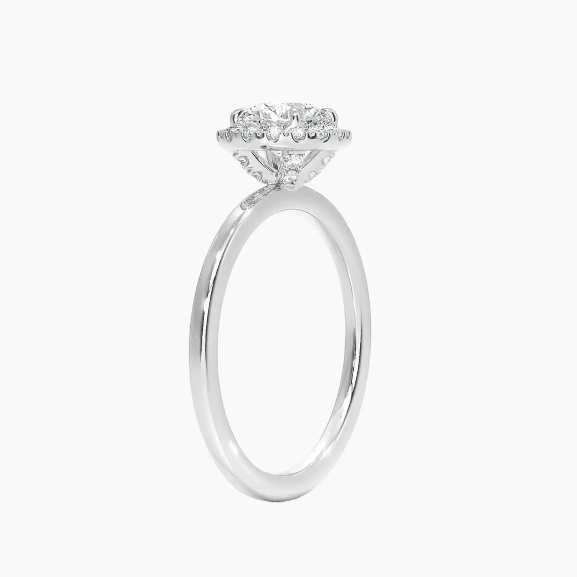 Cassiopeia Round Hidden Halo Diamond Ring Setting in 14K White Gold