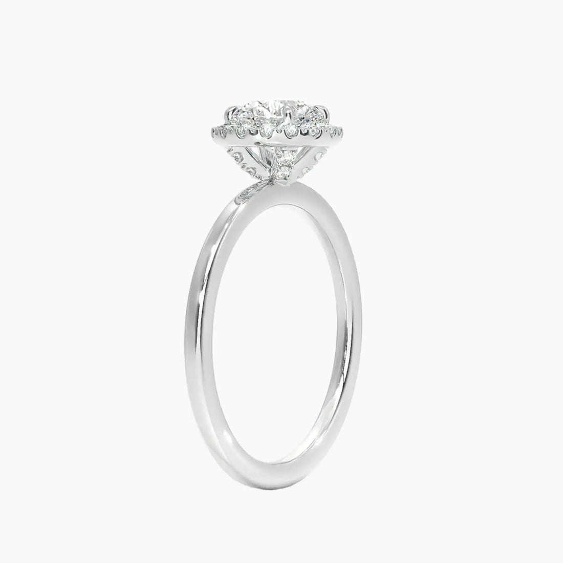 Cassiopeia Round Hidden Halo Diamond Ring Setting in 18K Yellow Gold