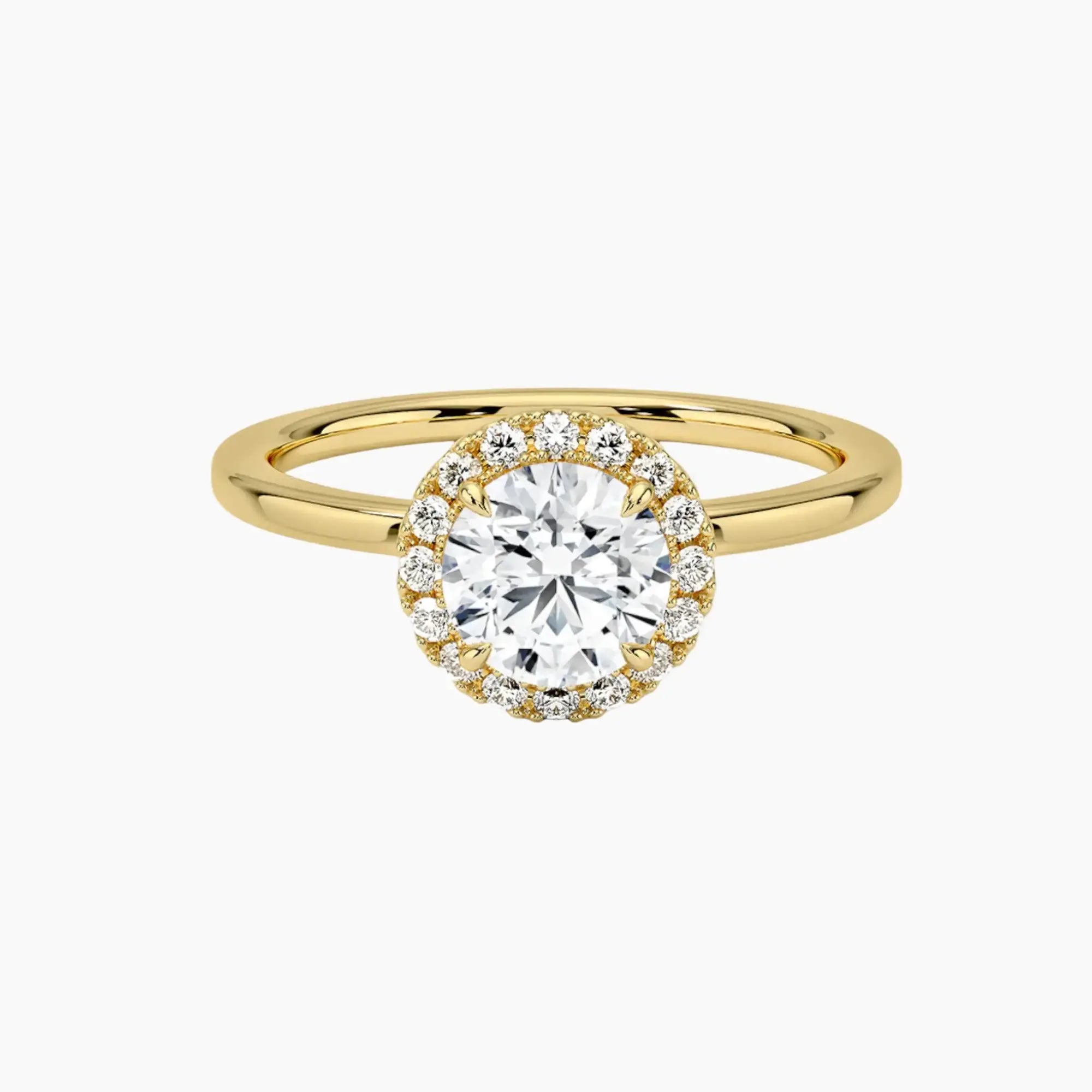 Cassiopeia Round Hidden Halo 1 Carat Lab Grown Diamond Engagement Ring in 18K White Gold