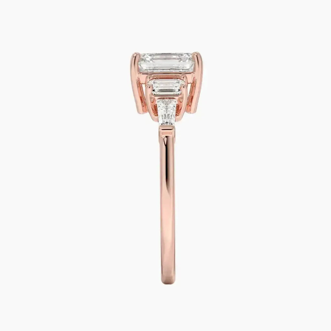 Delphine Five Stone Asscher Designer 1.5 Carat Lab Grown Diamond Engagement Ring in 18K Rose Gold