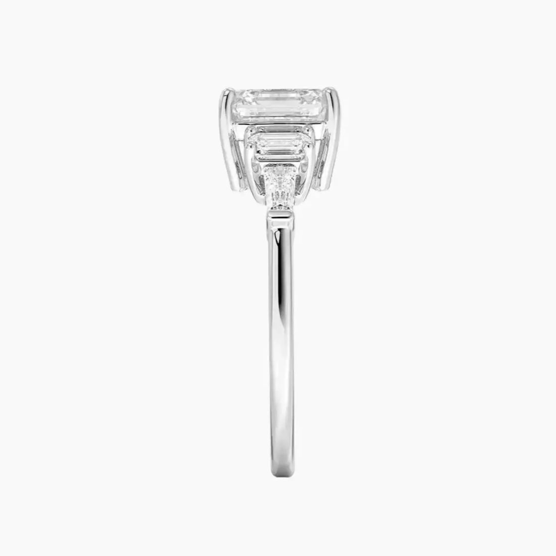 Delphine Five Stone Asscher Designer 2 Carat Lab Grown Diamond Engagement Ring in 18K White Gold