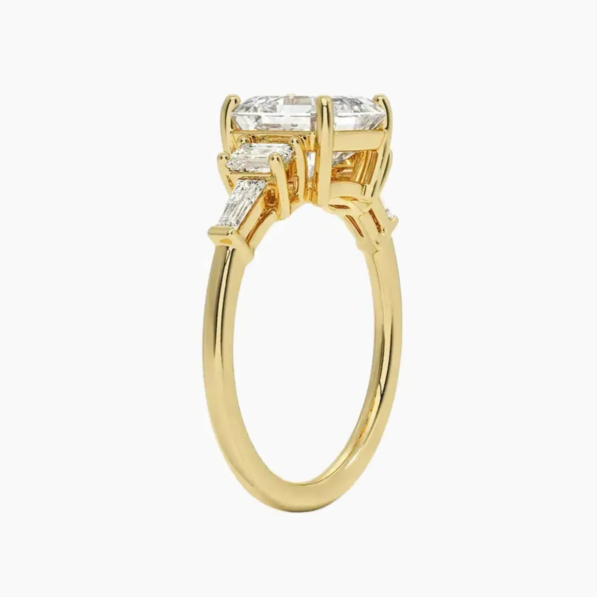 Delphine Five Stone Asscher Designer 1.5 Carat Lab Grown Diamond Engagement Ring in 18K White Gold