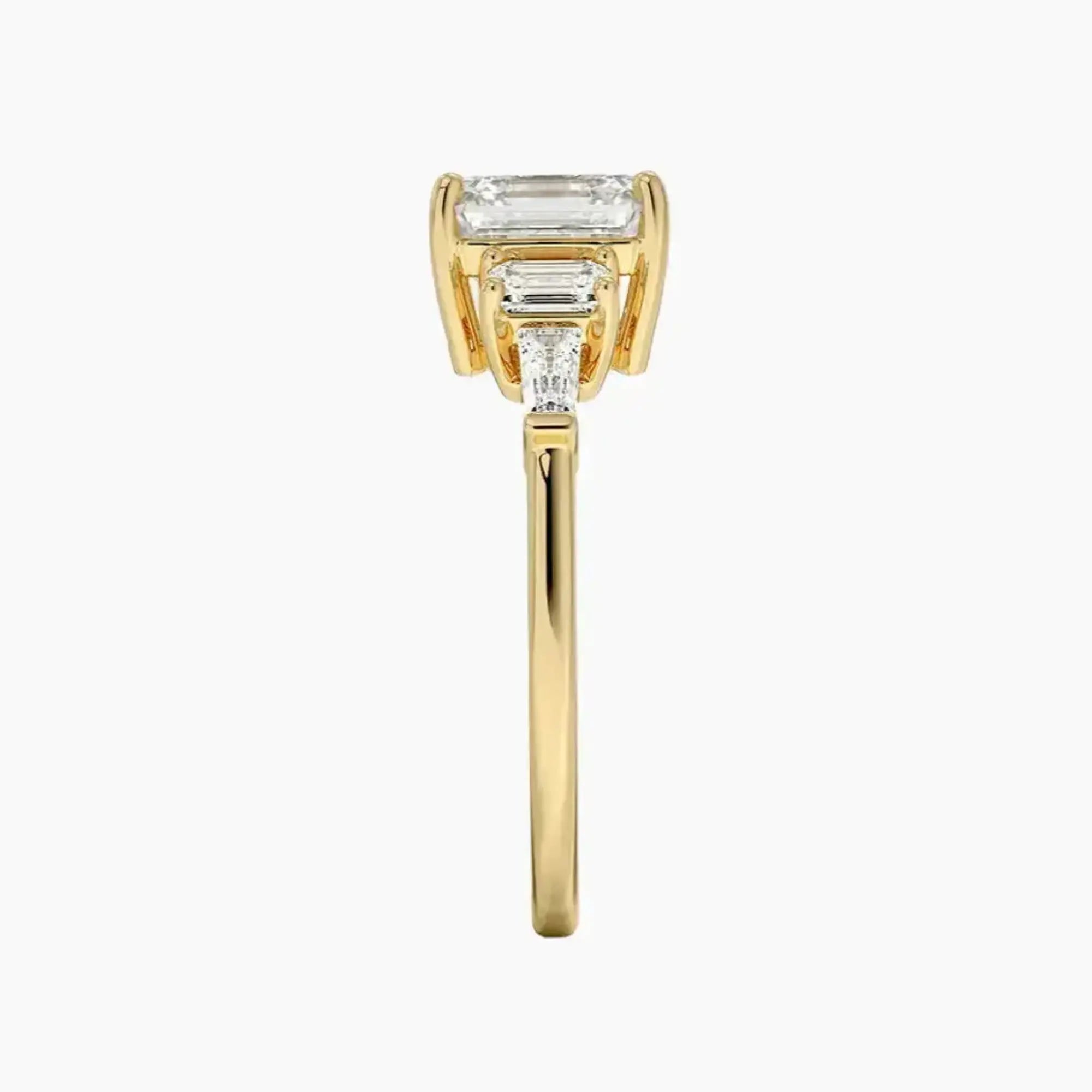 Delphine Five Stone Asscher Designer 3 Carat Lab Grown Diamond Engagement Ring in 14K Yellow Gold