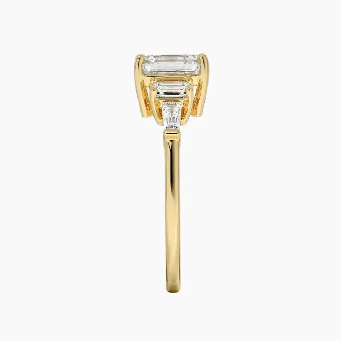 Delphine Five Stone Asscher Designer Diamond Ring Setting in 18K White Gold