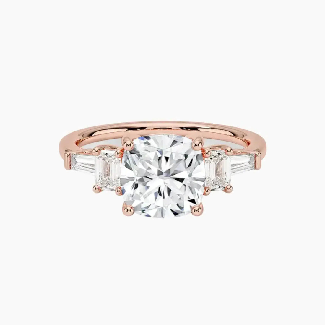 Delphine Five Stone Cushion Designer Diamond Ring Setting in 14K Yellow Gold