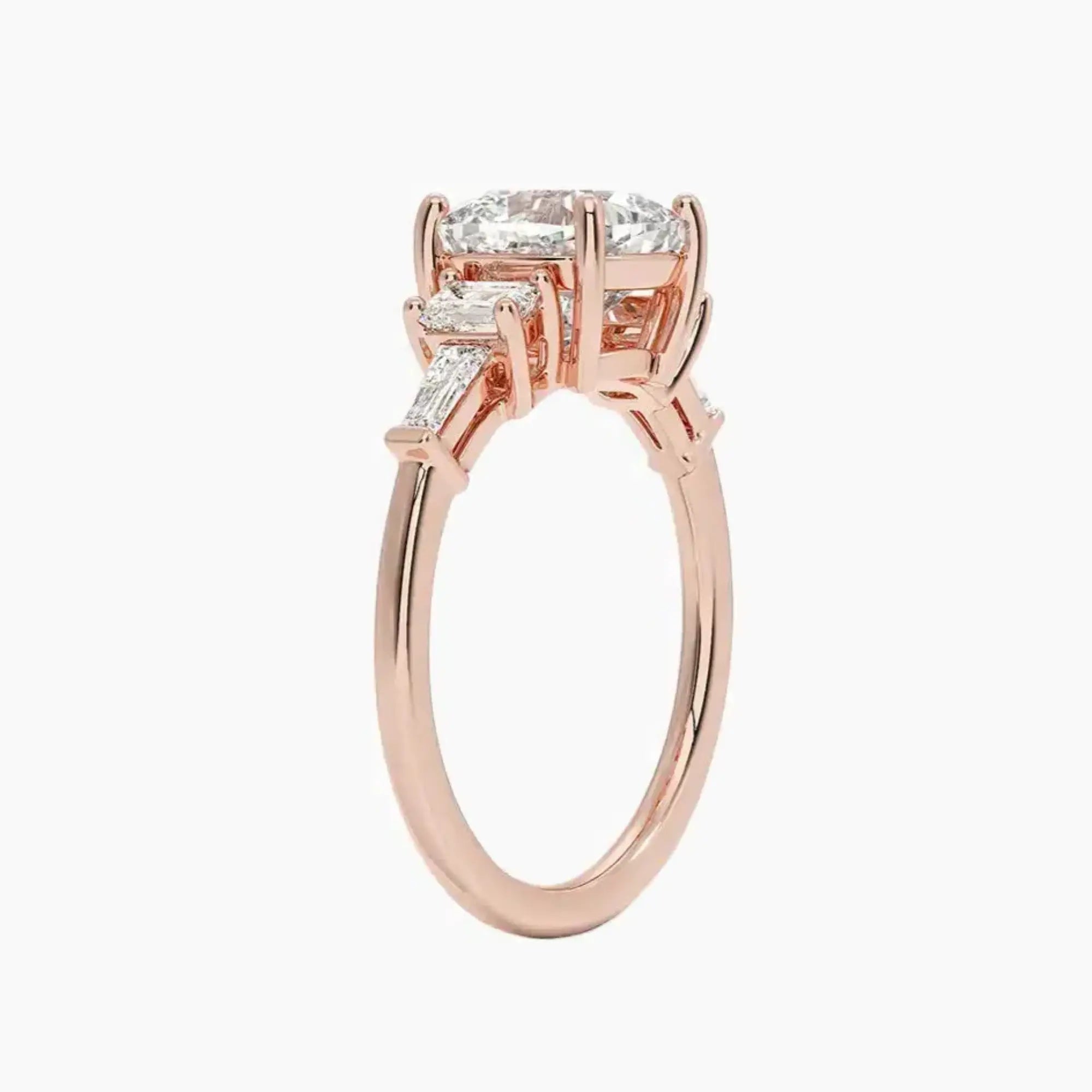 Delphine Five Stone Cushion Designer 3 Carat Lab Grown Diamond Engagement Ring in 14K White Gold