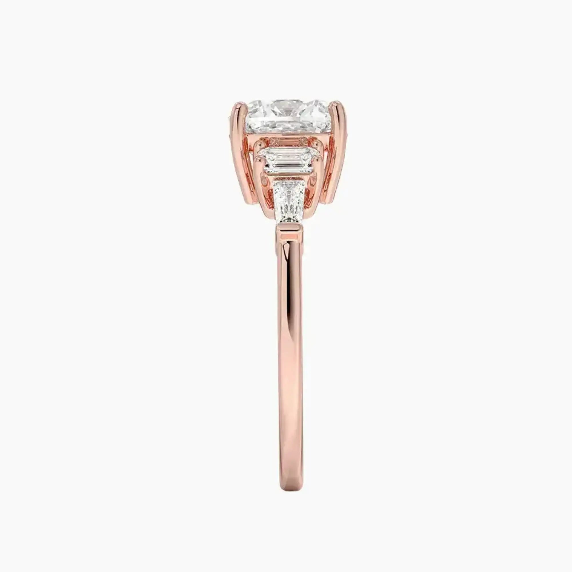 Delphine Five Stone Cushion Designer 3 Carat Lab Grown Diamond Engagement Ring in 14K Rose Gold