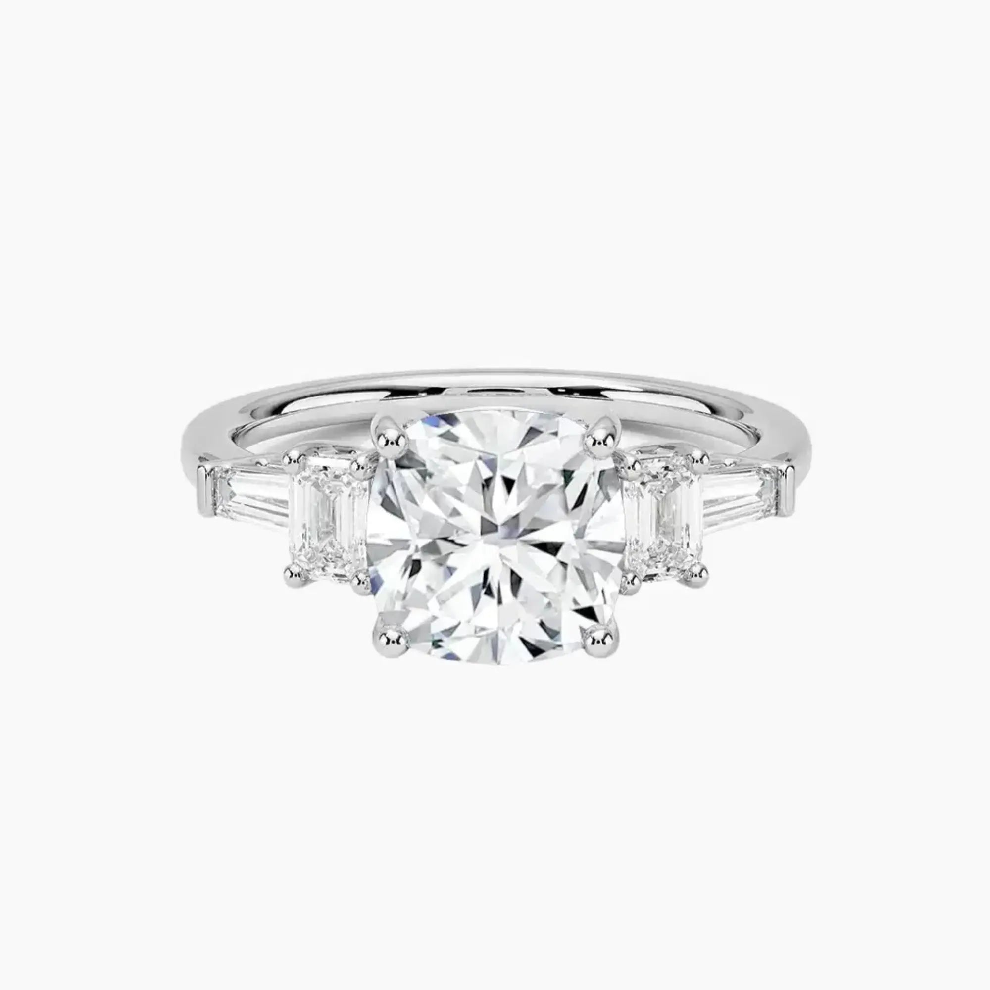 Delphine Five Stone Cushion Designer 1.5 Carat Lab Grown Diamond Engagement Ring in 14K White Gold