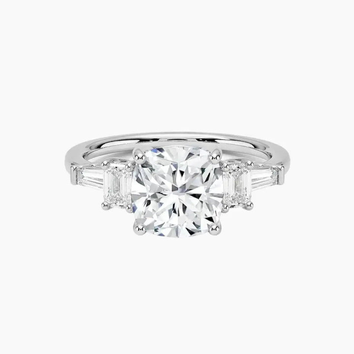 Delphine Five Stone Cushion Designer 1.5 Carat Lab Grown Diamond Engagement Ring in 18K White Gold