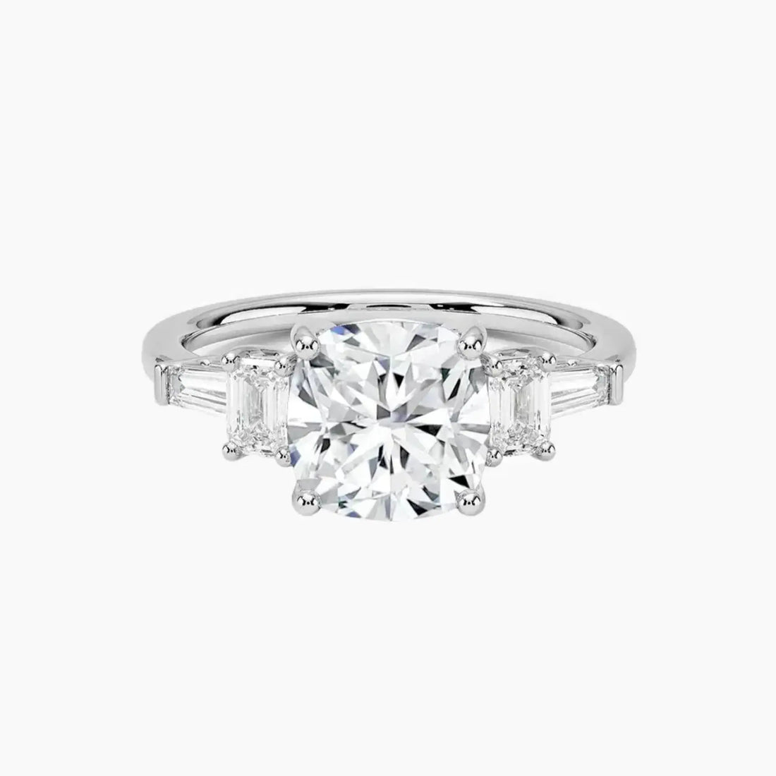 Delphine Five Stone Cushion Designer 1.5 Carat Lab Grown Diamond Engagement Ring in 14K Yellow Gold