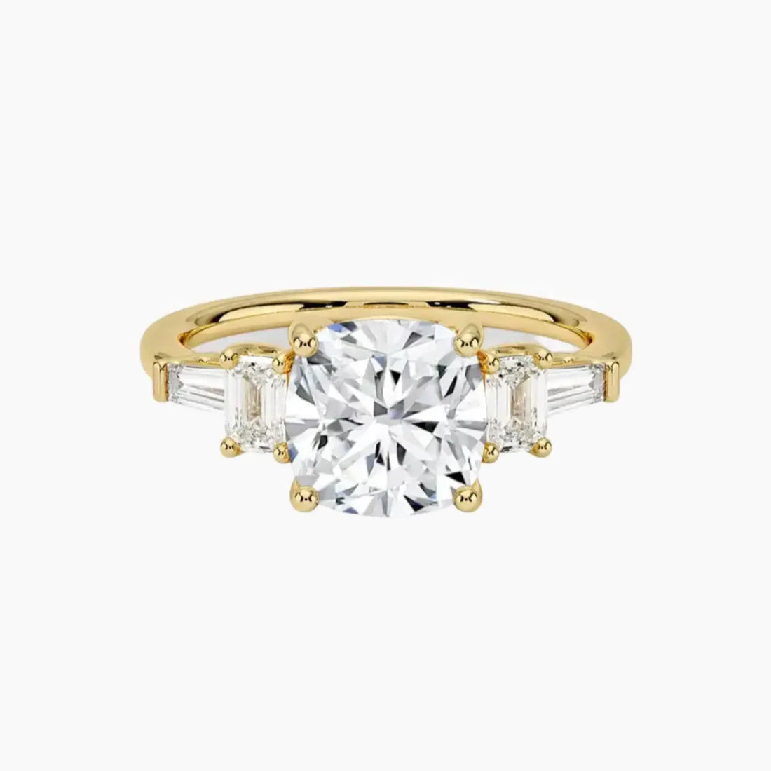 Delphine Five Stone Cushion Designer Diamond Ring Setting in 14K White Gold