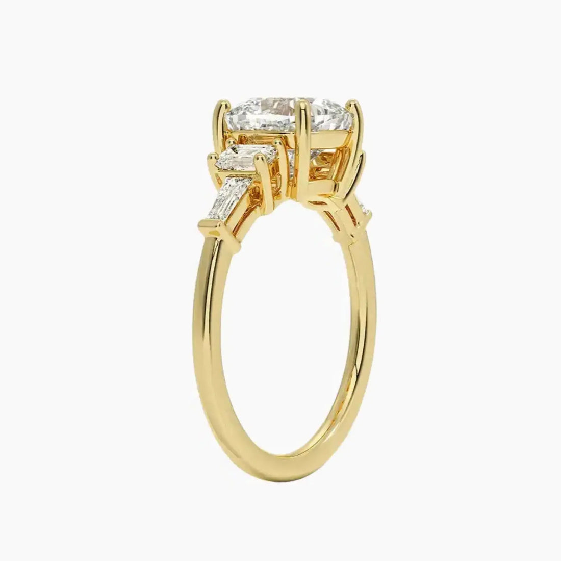 Delphine Five Stone Cushion Designer 2.5 Carat Lab Grown Diamond Engagement Ring in 14K Rose Gold
