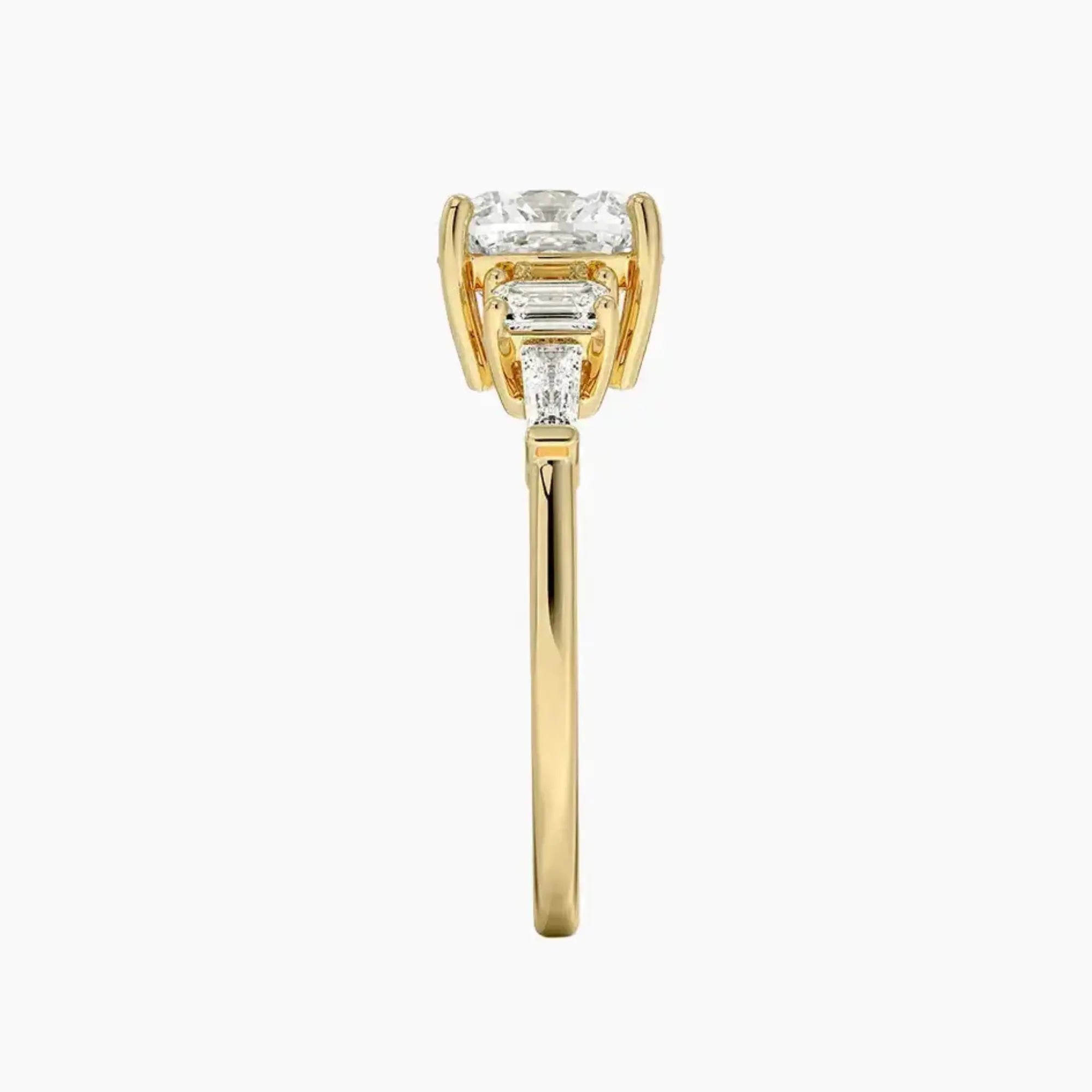 Delphine Five Stone Cushion Designer 3 Carat Lab Grown Diamond Engagement Ring in 14K Rose Gold