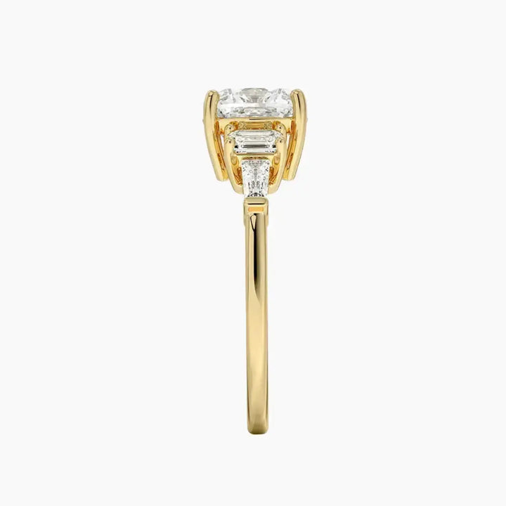 Delphine Five Stone Cushion Designer 2.5 Carat Lab Grown Diamond Engagement Ring in 18K Rose Gold