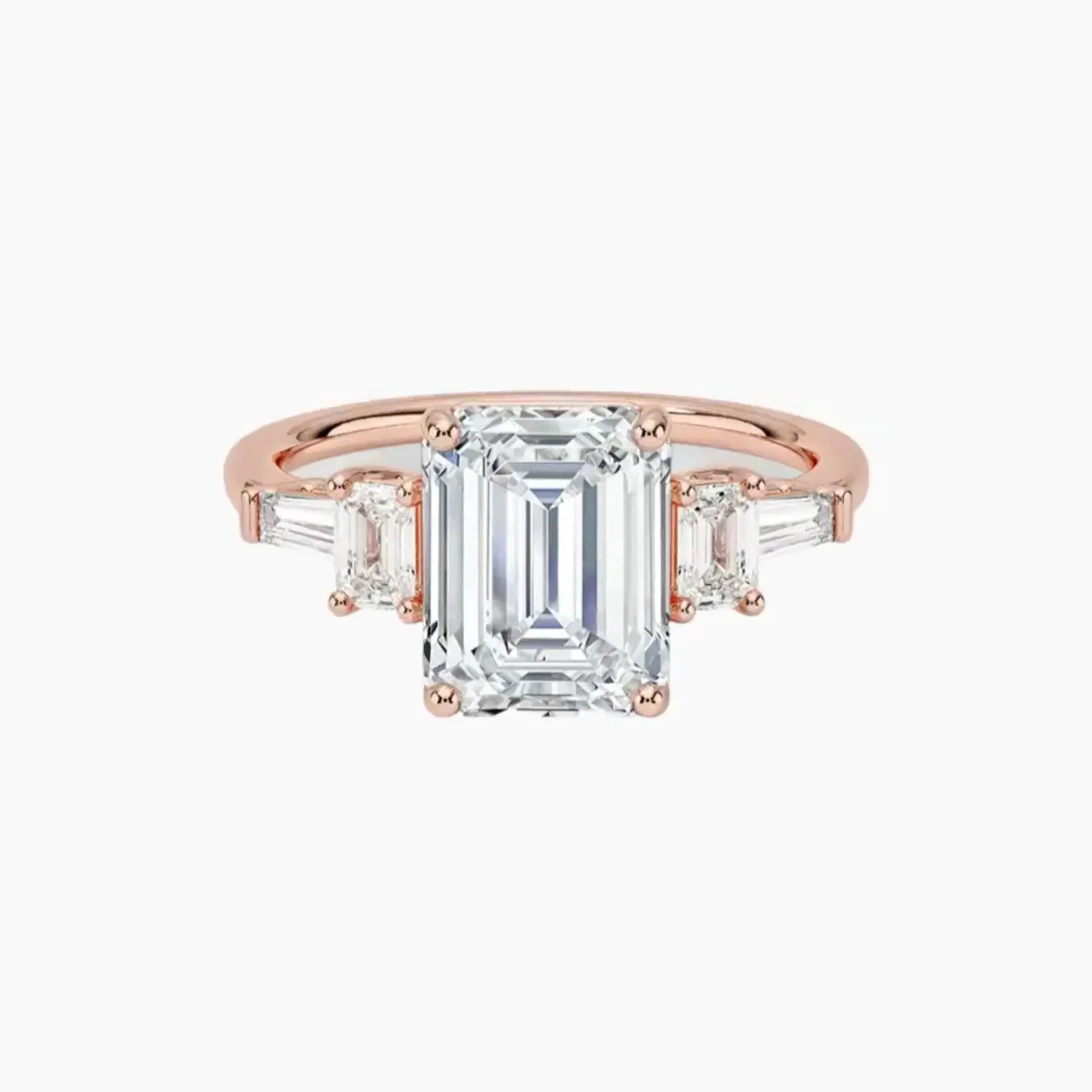 Delphine Five Stone Emerald Designer 1.5 Carat Lab Grown Diamond Engagement Ring in 14K White Gold