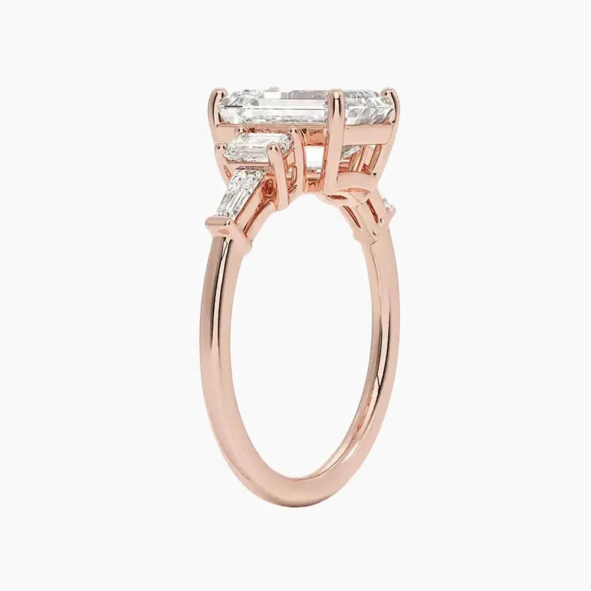 Delphine Five Stone Emerald Designer 2 Carat Lab Grown Diamond Engagement Ring in 14K Yellow Gold