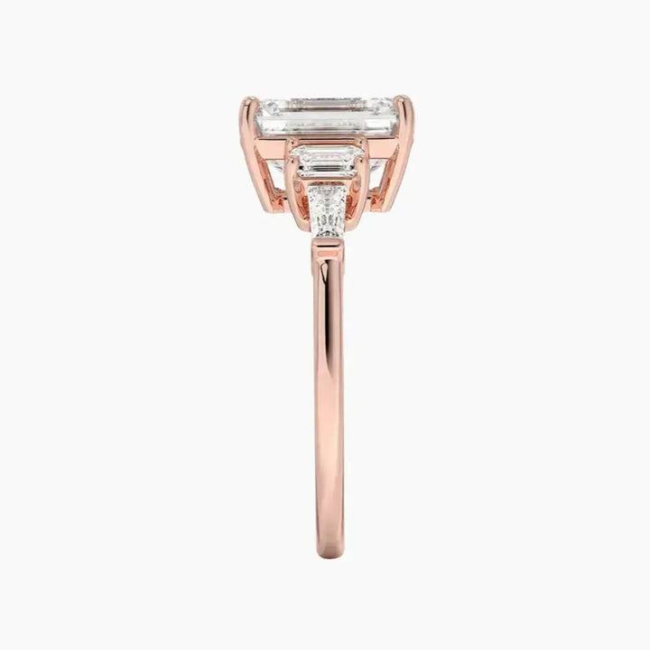 Delphine Five Stone Emerald Designer 2 Carat Lab Grown Diamond Engagement Ring in 18K Yellow Gold