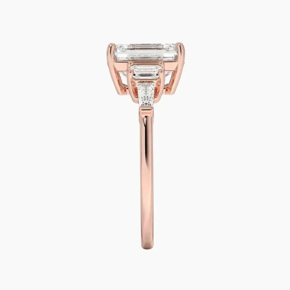 Delphine Five Stone Emerald Designer 2.5 Carat Lab Grown Diamond Engagement Ring in 18K Rose Gold