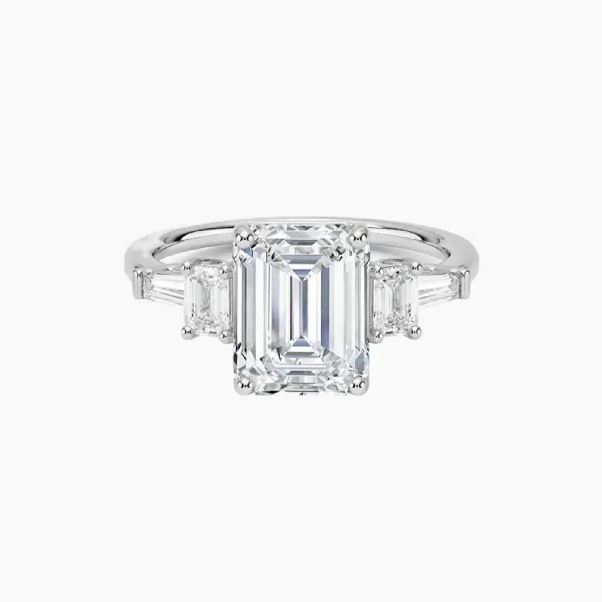 Delphine Five Stone Emerald Designer Diamond Ring Setting in 18K Yellow Gold