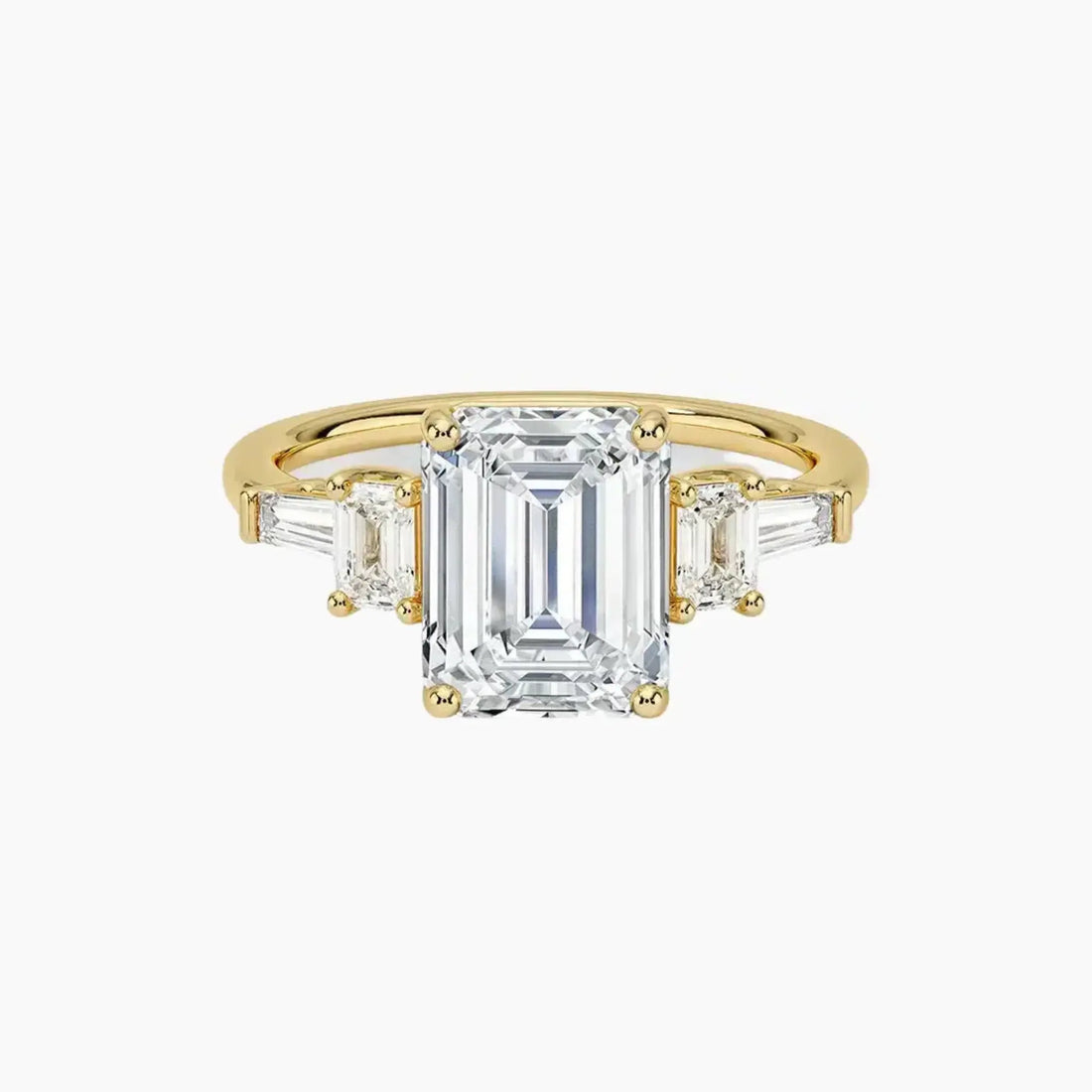 Delphine Five Stone Emerald Designer 3 Carat Lab Grown Diamond Engagement Ring in 18K White Gold