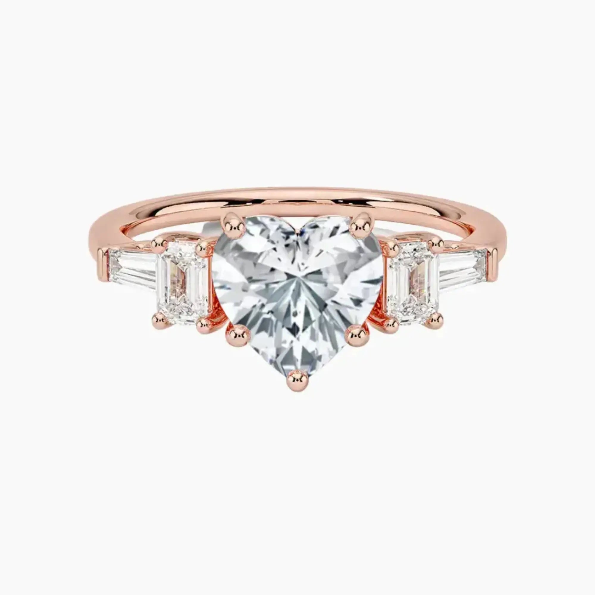 Delphine Five Stone Heart Designer 2 Carat Lab Grown Diamond Engagement Ring in 14K Yellow Gold