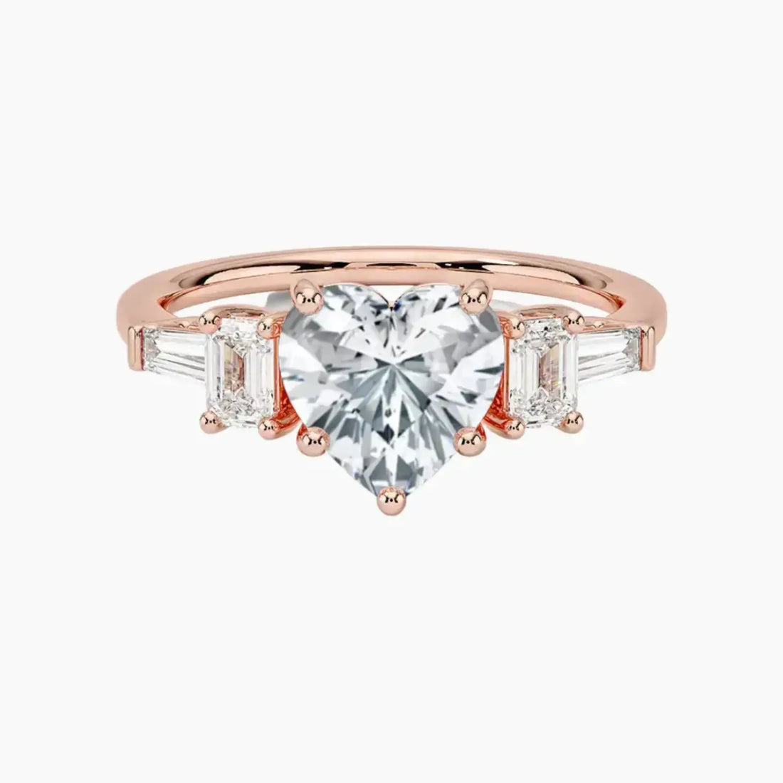 Delphine Five Stone Heart Designer 2.5 Carat Lab Grown Diamond Engagement Ring in 18K White Gold