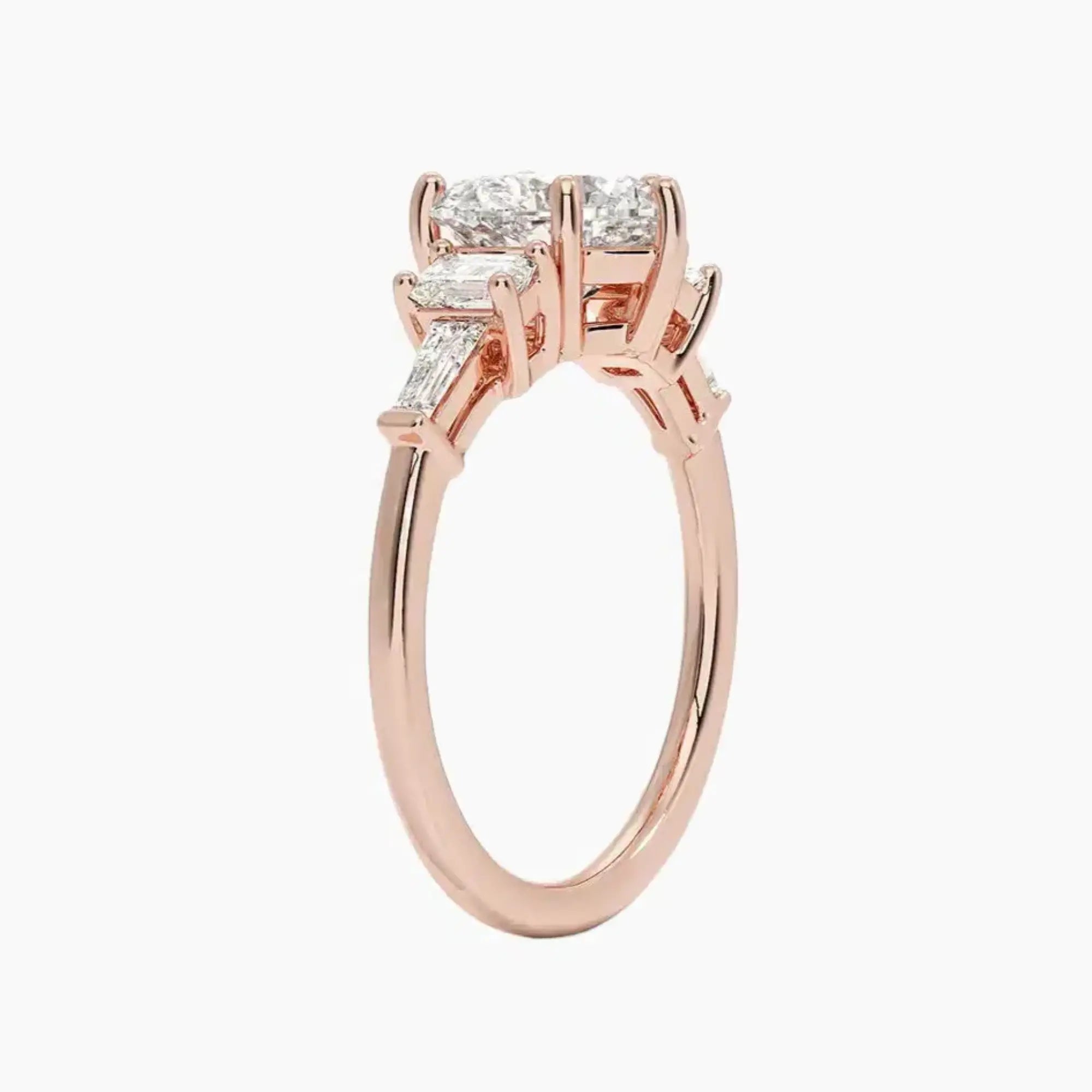 Delphine Five Stone Heart Designer 2.5 Carat Lab Grown Diamond Engagement Ring in 14K Yellow Gold