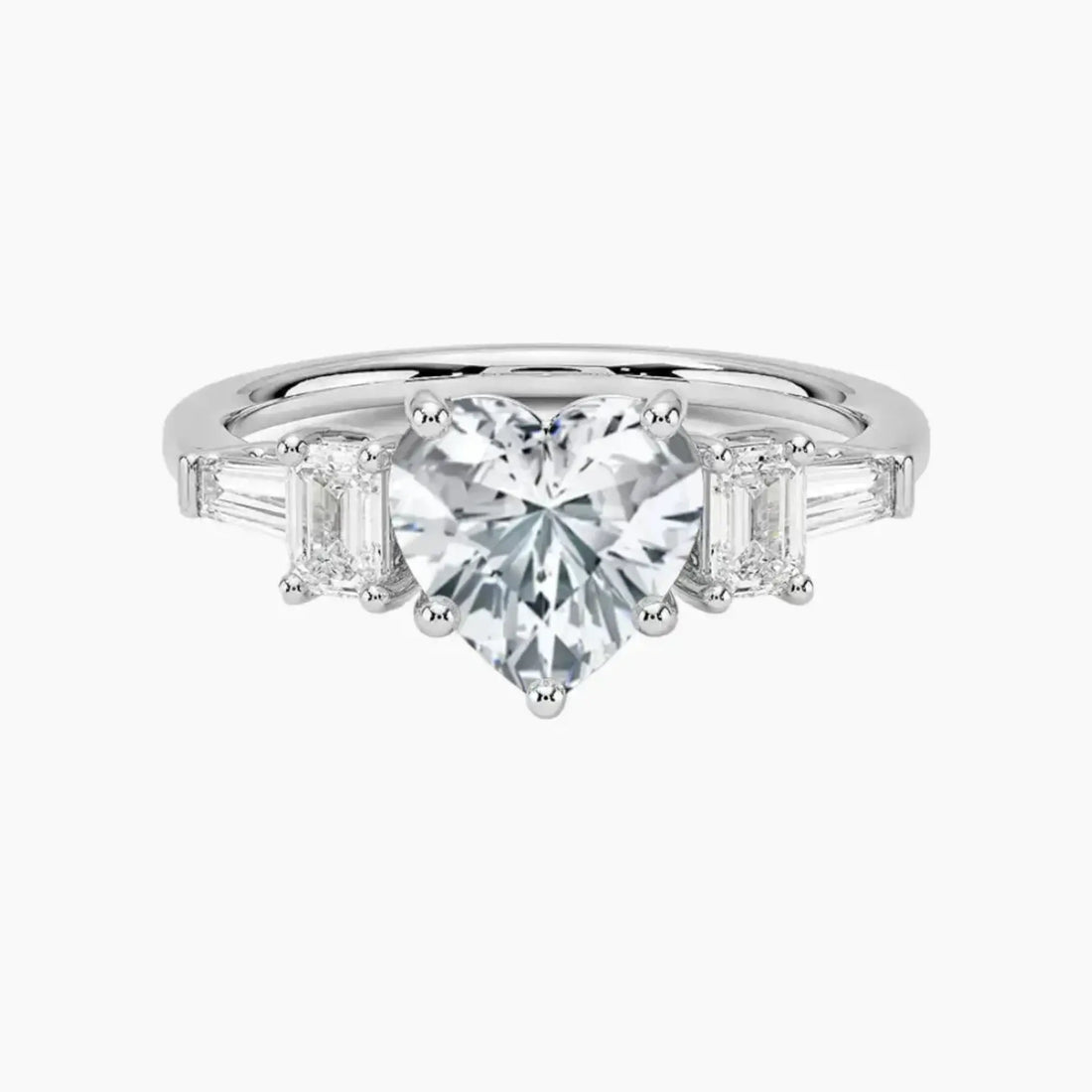 Delphine Five Stone Heart Designer 1.5 Carat Lab Grown Diamond Engagement Ring in 18K Rose Gold