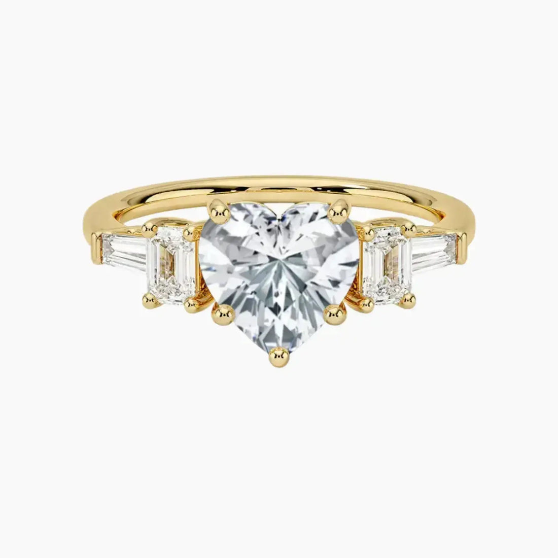 Delphine Five Stone Heart Designer 2 Carat Lab Grown Diamond Engagement Ring in 14K White Gold