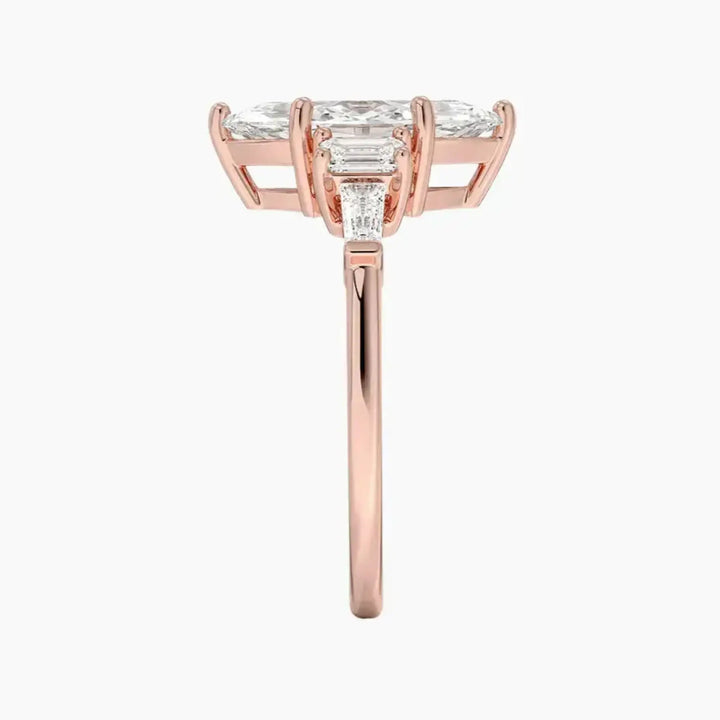 Delphine Five Stone Marquise Designer 3 Carat Lab Grown Diamond Engagement Ring in 14K Yellow Gold