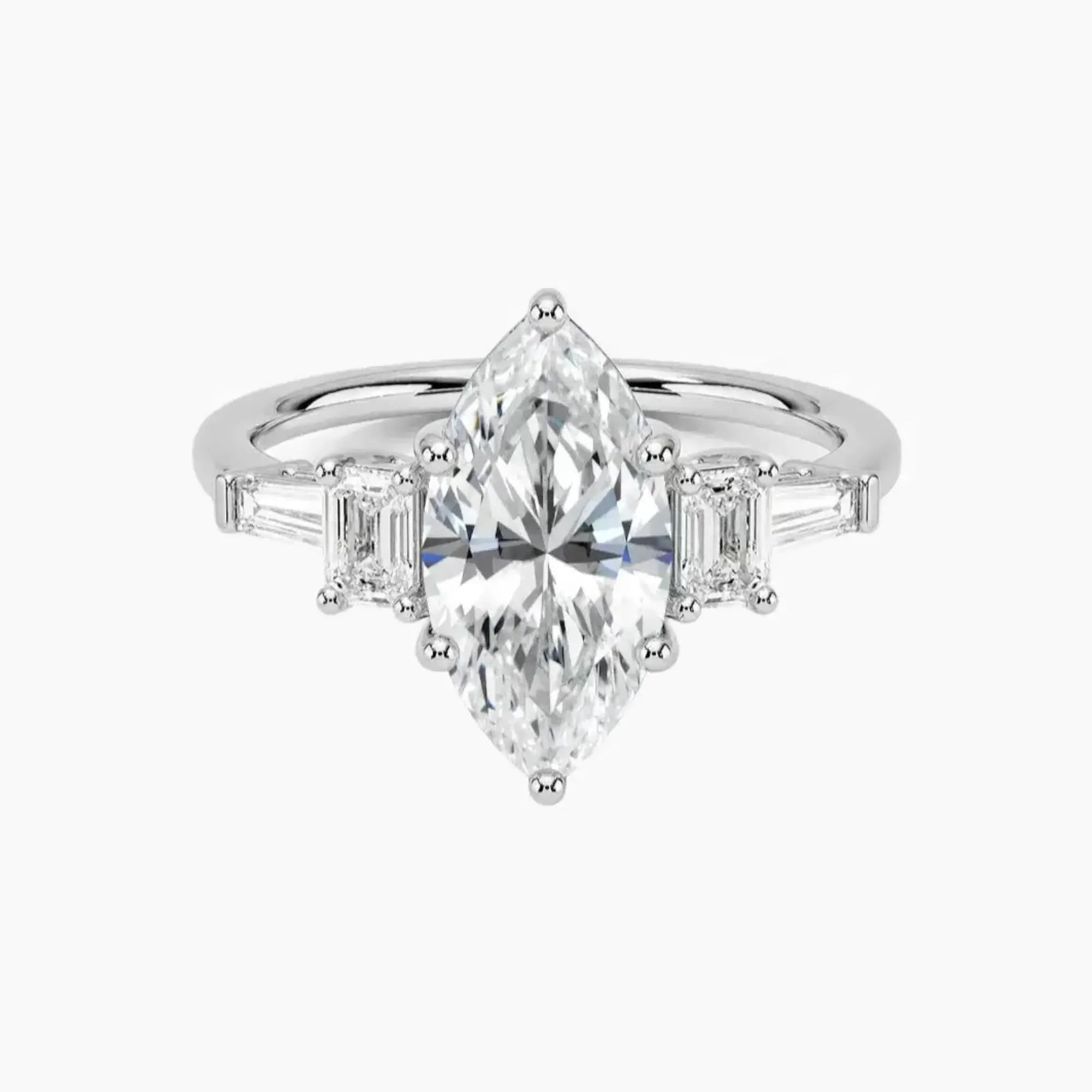 Delphine Five Stone Marquise Designer 1 Carat Lab Grown Diamond Engagement Ring in 14K Yellow Gold