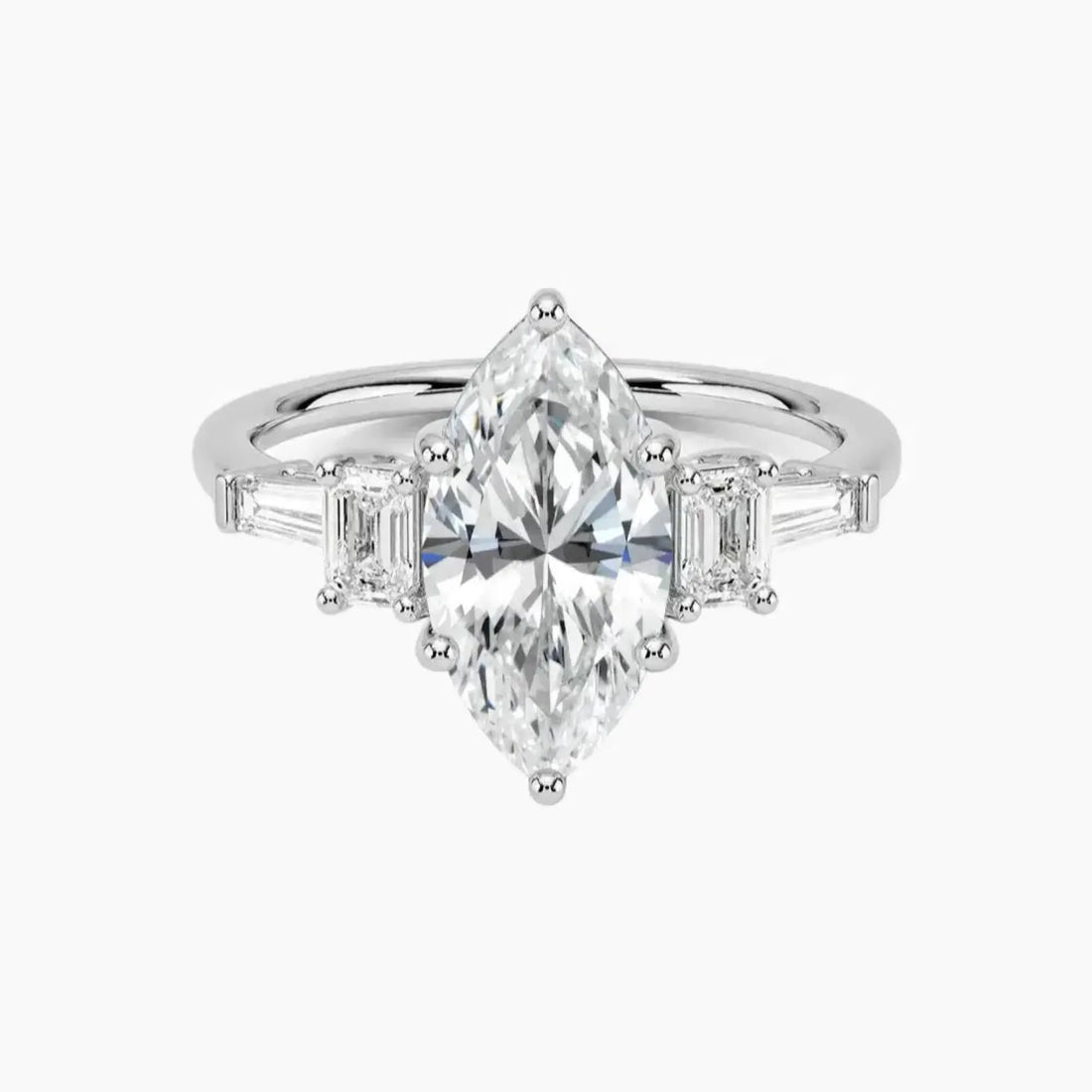 Delphine Five Stone Marquise Designer Diamond Ring Setting in 18K Rose Gold