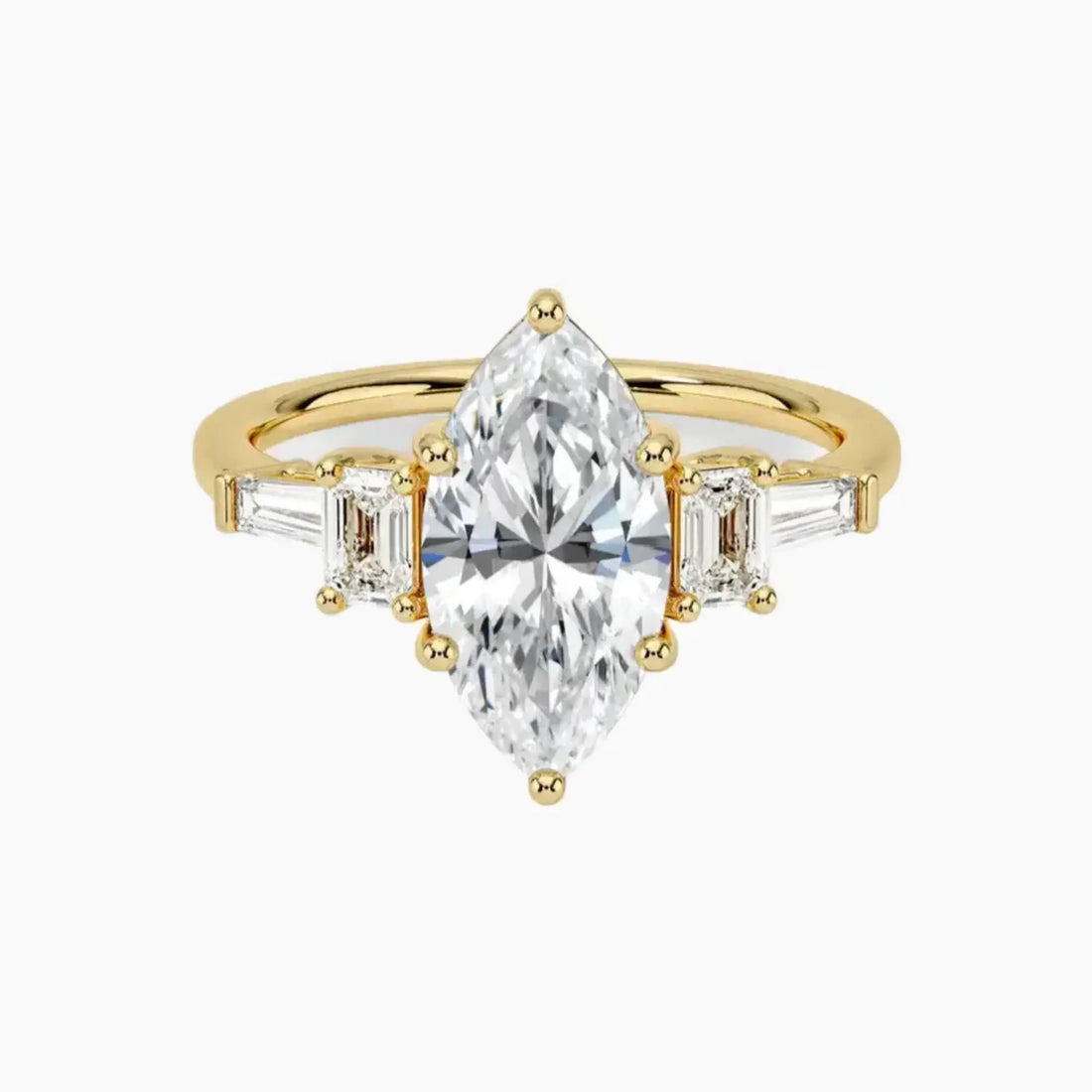 Delphine Five Stone Marquise Designer 2.5 Carat Lab Grown Diamond Engagement Ring in 18K Rose Gold