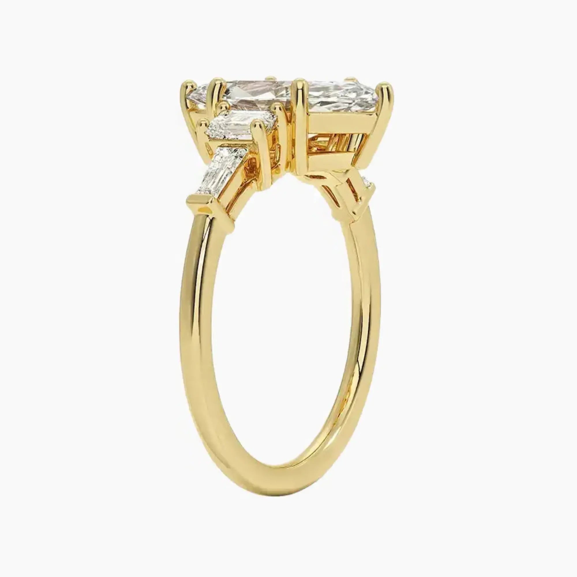 Delphine Five Stone Marquise Designer 3 Carat Lab Grown Diamond Engagement Ring in 18K White Gold