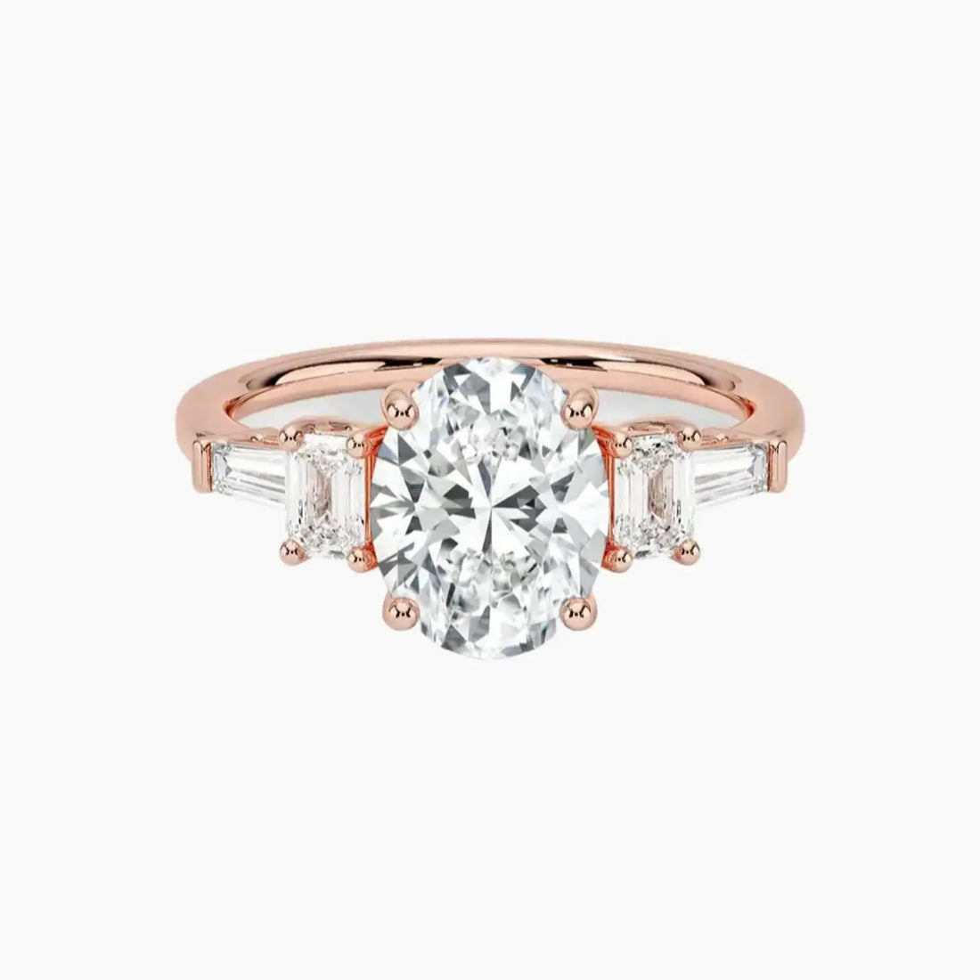 Delphine Five Stone Oval Designer 1 Carat Lab Grown Diamond Engagement Ring in 18K White Gold