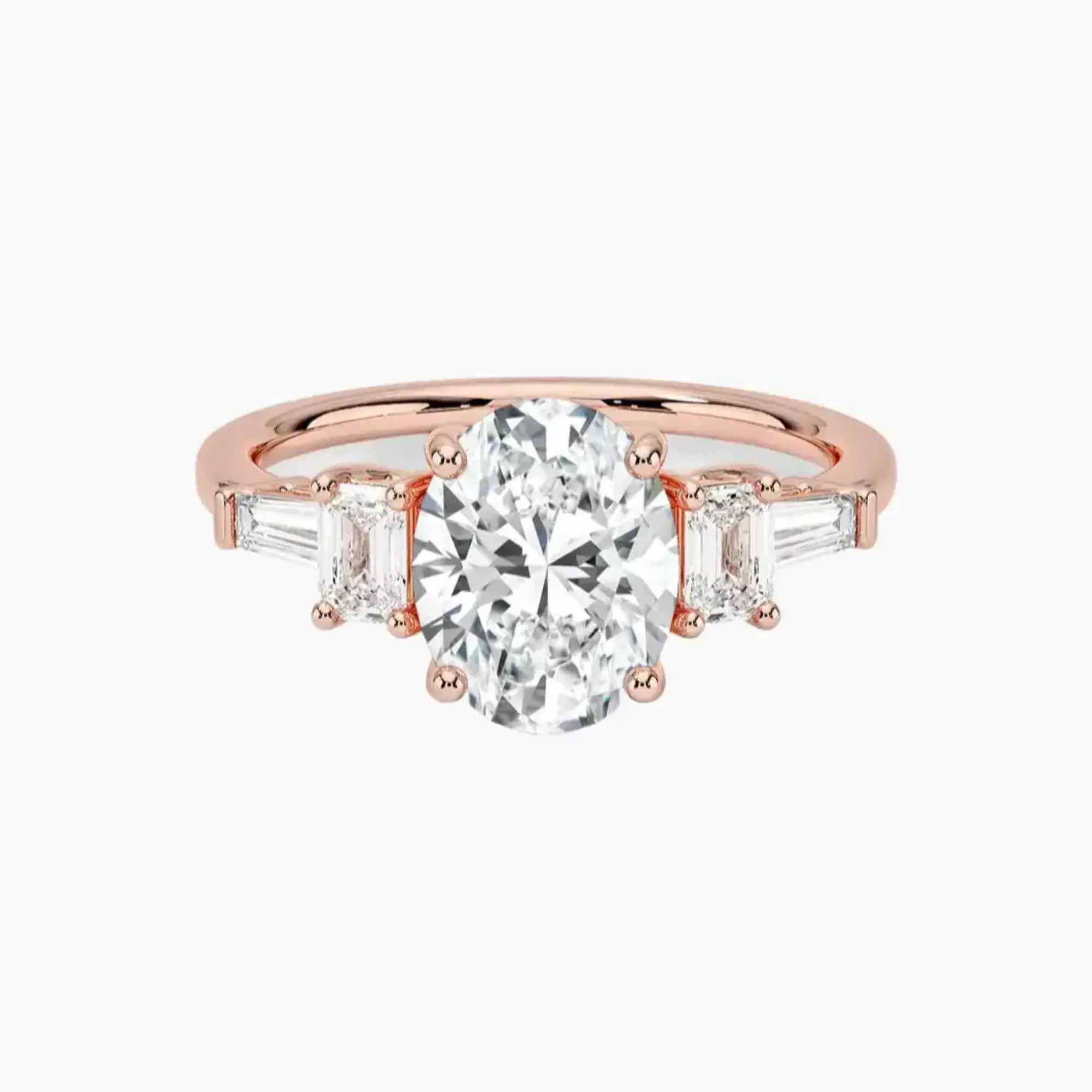 Delphine Five Stone Oval Designer 3 Carat Lab Grown Diamond Engagement Ring in 18K White Gold