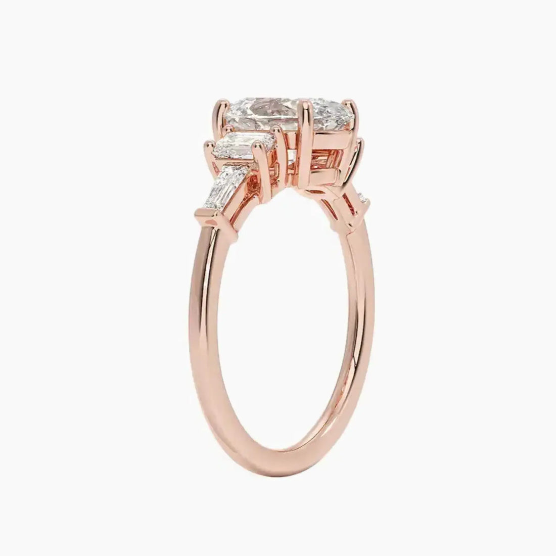 Delphine Five Stone Oval Designer 2 Carat Lab Grown Diamond Engagement Ring in 18K White Gold