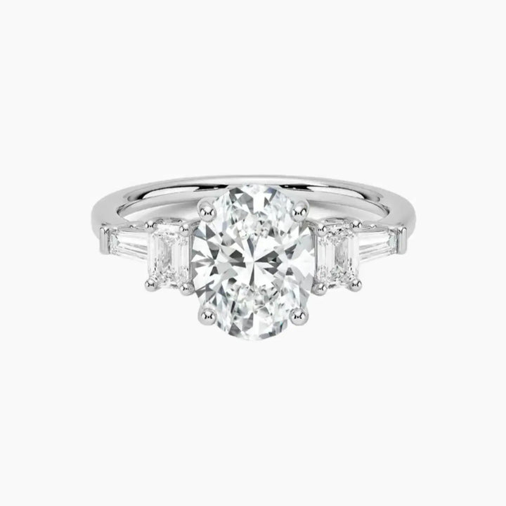 Delphine Five Stone Oval Designer 2.5 Carat Lab Grown Diamond Engagement Ring in 14K White Gold